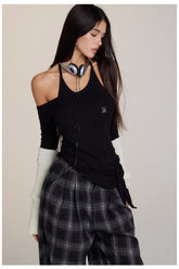Off-shoulder two-wear T-shirt top